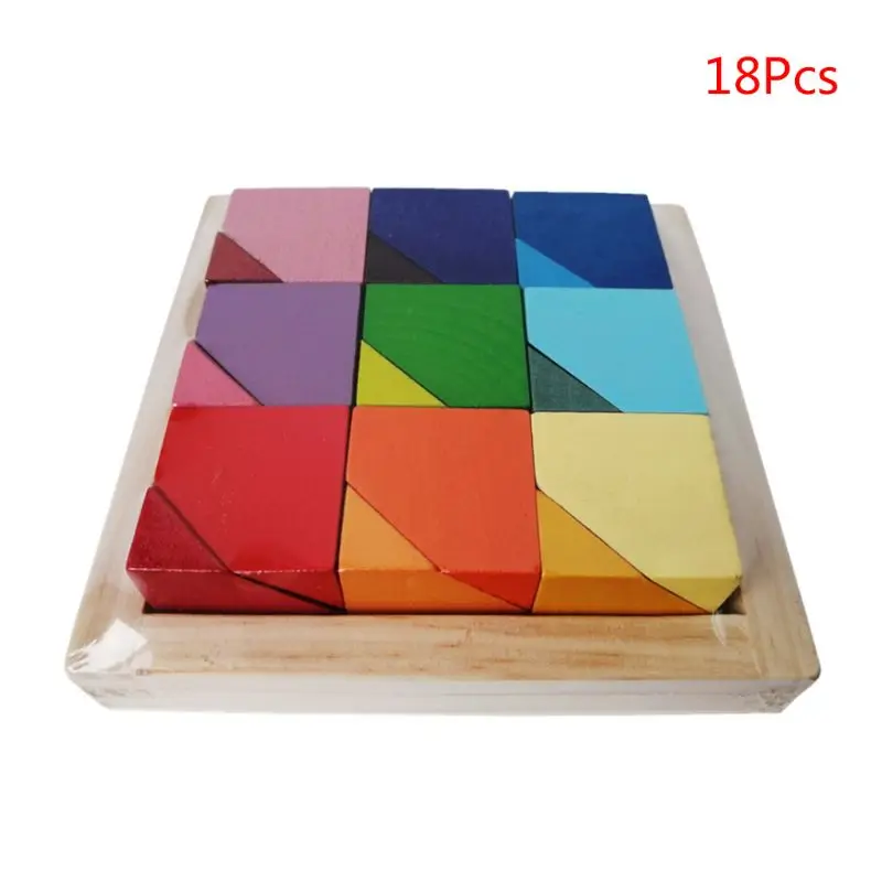 

18 Pcs Children Wooden Colored Stone Stacking Game Building Block Kids Creative Educational Toy