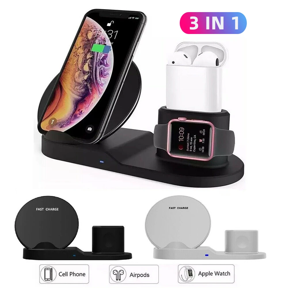 

3 In 1 Qi Wireless Fast Charger Dock Stand For Xs Max XR X 8 Plus IWatch Sumsung S9 S8 Note Temperature Controler