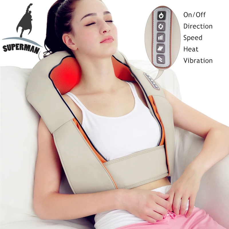 スーパーマン電気指圧首マッサージ装置 電動振動バックショルダーベルトマッサージローラーマシン Aliexpress