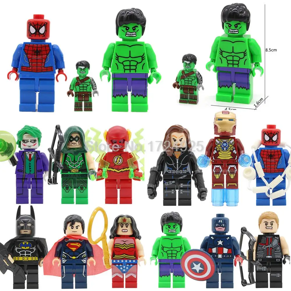 

3pcs/lot 8cm Big Super Heroe Wonder Woman Figure Batman Joker The Arrow Justice League Building Blocks Set Model Toys Legoing