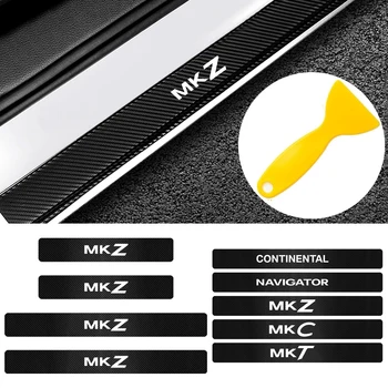 

4PCS Car Carbon Fiber Door Sill Scuff Plate Protector Sticker For Lincoln MKZ MKT MKC Navigator Continental Auto Accessories