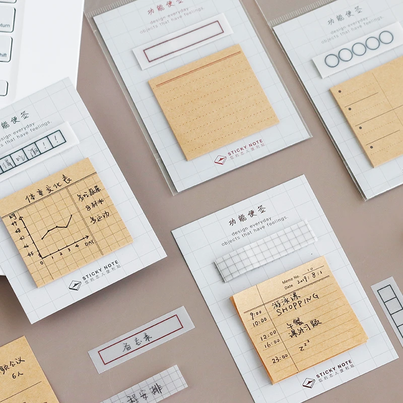 

Retro Kraft Paper Memo Pad Sticky Notes Notepad Diary Creative Stationery Self-Stick Note Memo Pad Label Stationery
