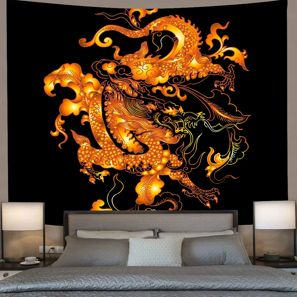 Simсант дракон искусственное животное Феникс тигр гобелен в японском стиле настенная лампа для гостиной