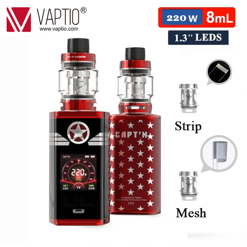 Вейп 220 Вт Vaptio capn T 'paragon kit бокс-мод с баком 8 мл/2 мл экран 1 3 дюйма подходит для
