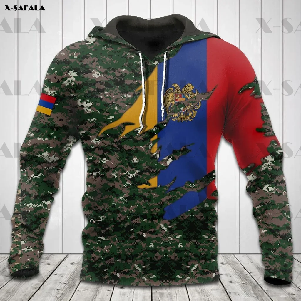 ARMENIA FLAG CAMO Veteran Skull Army 3D Printed Zipper Hoodie Man ...