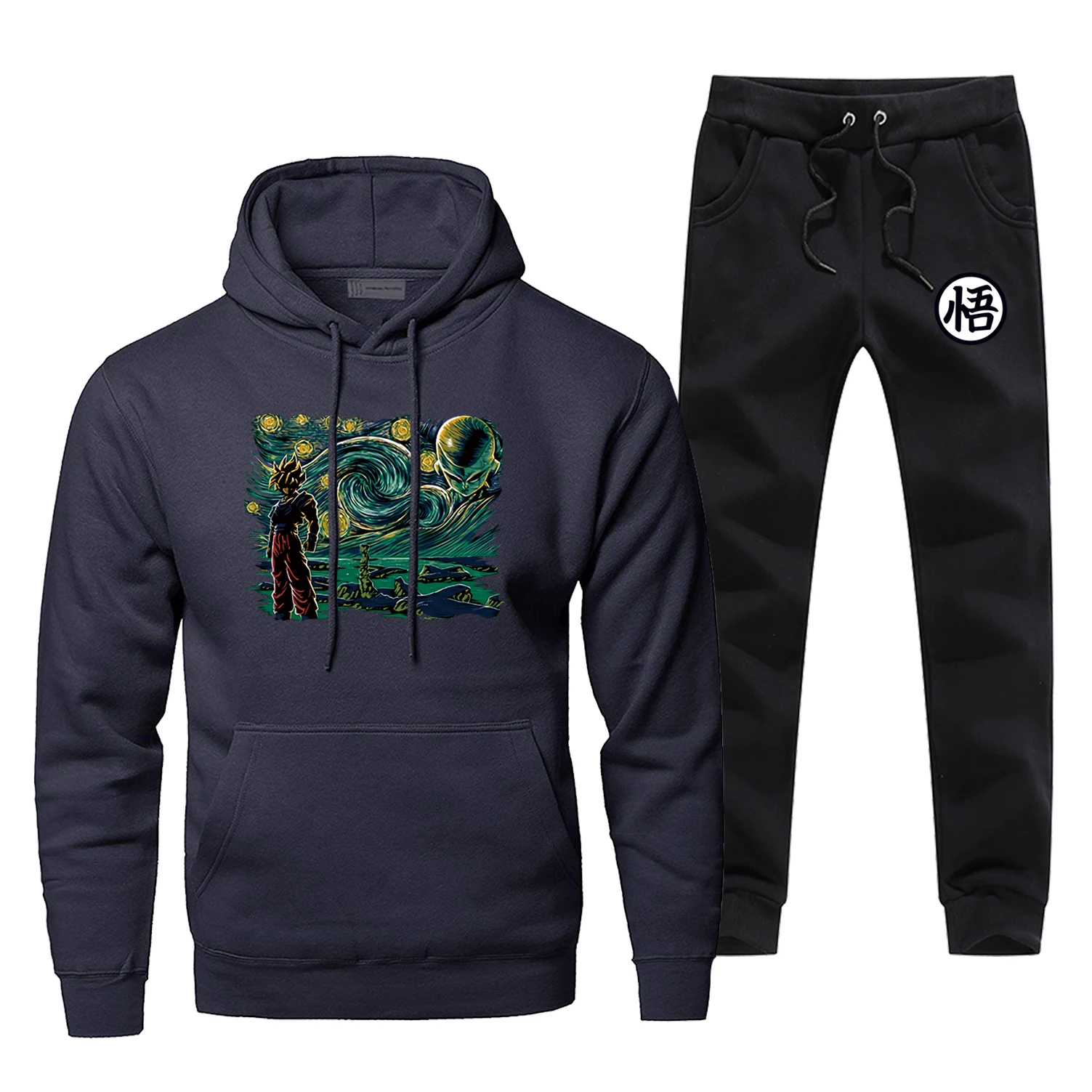 Van Gogh Style Print Men's Full Suit Tracksuit Super Saiyan Fashion Japan Anime Sportsman Wear Dragon Ball Z Harajuku Men's Sets