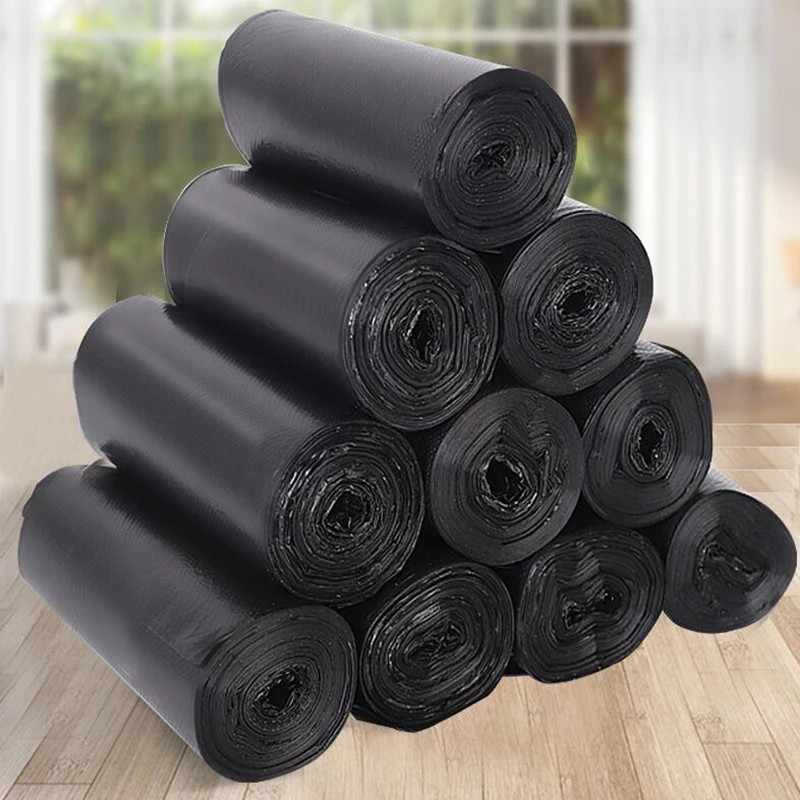 Thickened flat garbage bags household black student large disposable garbage plastic bags trumpet mini