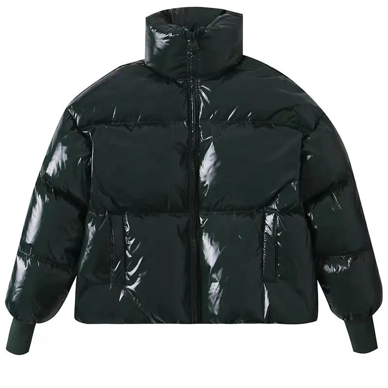 Женский зимний глянцевый пуховик, женское водонепроницаемое пальто, куртка с вышивкой, большой размер, свободная зимняя теплая Толстая парка, куртка