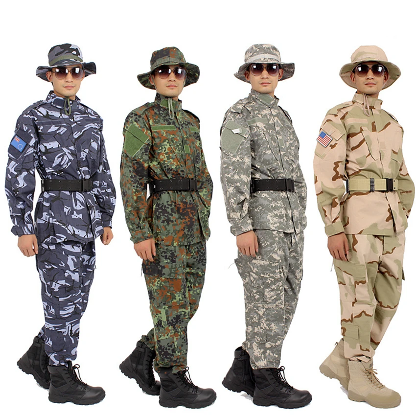 Unisex Military Tactical Uniform ACU Camouflage Combat-Proven Army Suit Outdoor Soldier Training Ai