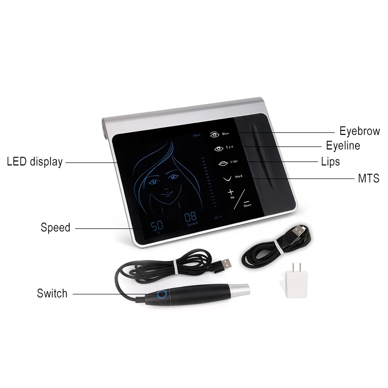 Машина для татуировки с сенсорным экраном, Полуперманентная подводка для бровей и губ, машина для макияжа, Вращающаяся ручка, машина для перманентного макияжа