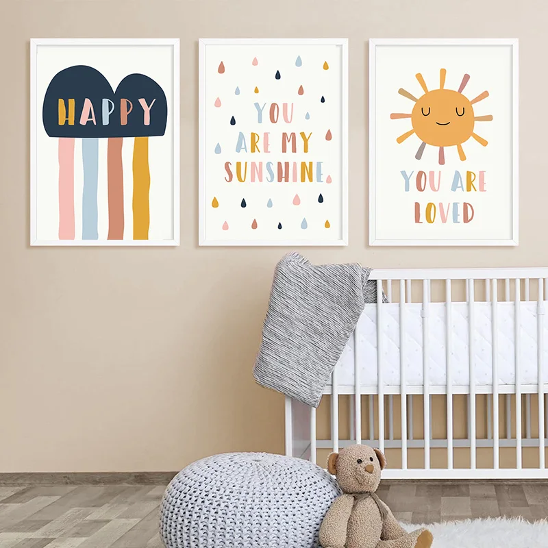 You Are My Sunshine Nursery Wall Art Poster Print Happy Color Canvas
