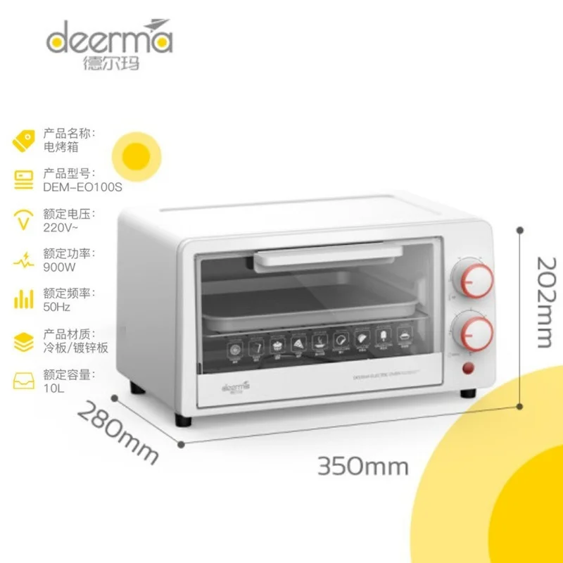 Delmar 10L Electric Oven Multifunctional Mini Oven Breakfast Machine Frying Pan Household Bread Pizza Kitchen