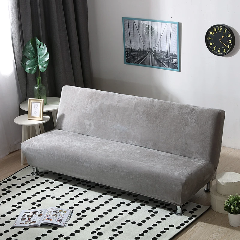 Bed-Cover Couch-Protector Armless Sofa Plush-Fabric Elastic Folding-Seat Winter Bench