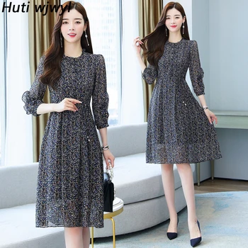 2024 New Elegant Bodycon Party Vestidos Womem Floral Chiffon Casual Beach Midi Dress Autumn Winter Korean Vintage Dress Clothes 1