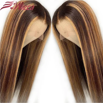 Wicca Highlight 13x6 Lace Front Human Hair Wigs With Baby Hair 8-26 Inches Brazilian Remy Hair Bleached Knots 1