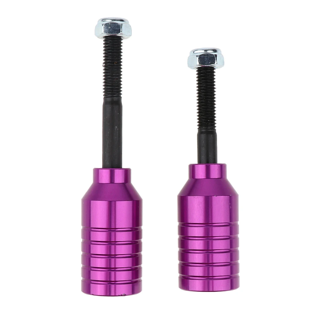 Scooter Stunt Pegs Set 2pcs Aluminum Alloy Scooter Pegs & 2pcs Carbon Steel Axles 55mm + 70mm and 2pcs Lock Nuts