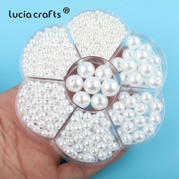 

Lucia Crafts 3-12mm Round Lmitation Pearl With Hole Cloth Loose Beads For Bag Dress F0909