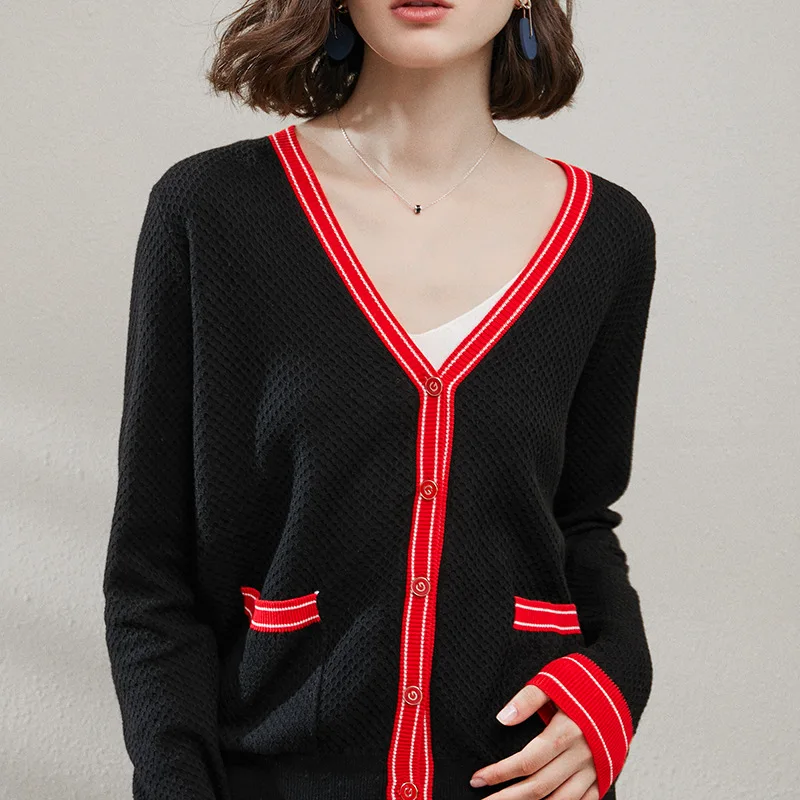 2019 осеннее новое пальто кардиган внешняя одежда кофта трикотаж темперамент Commuter