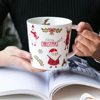 

Christmas gift water cup creative personality trend mug coffee milk ceramic cute cartoon cup gift box