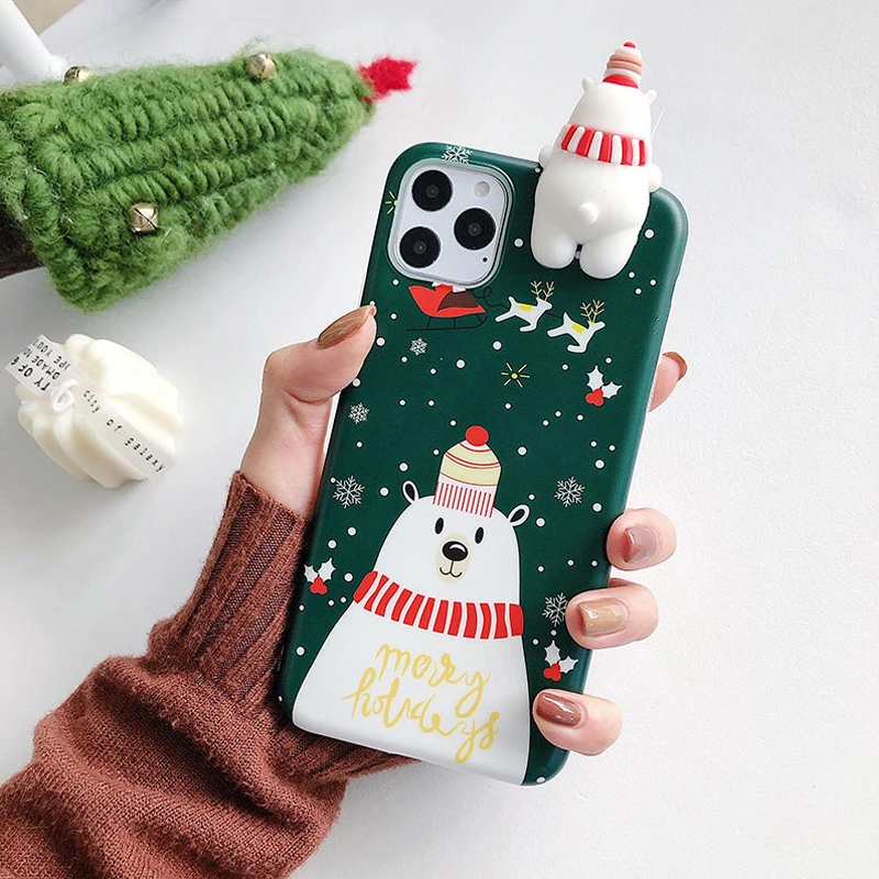 Милый мультяшный чехол для телефона с рождественским рисунком для iPhone 11 Pro Max XR XS Max 6 6S 7 8 Plus X XS Мягкий ТПУ чехол в подарок
