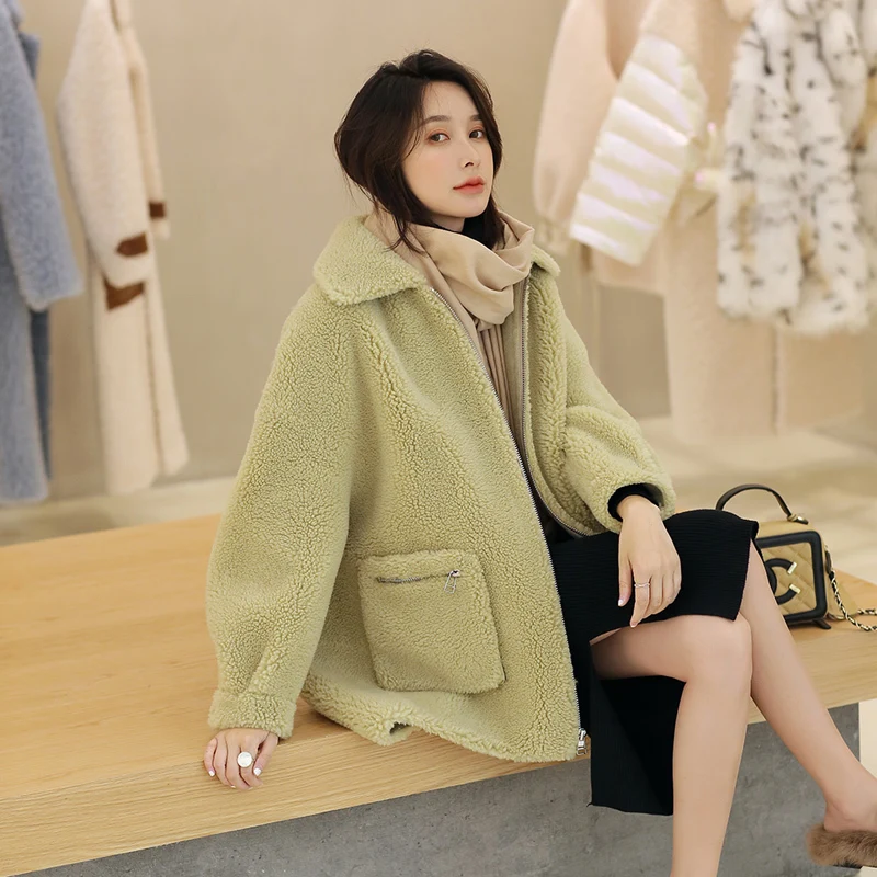 

Autumn Winter Coat Women Clothes 2020 Sheep Shearing Real Fur Coat 100% Wool Jacket Women Korean Fashion Fur Tops 19522 YY2003