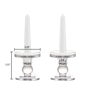 

New Clear Glass Pillar Candle Holder, Dual Use Taper Candle Stand for Pillar or Taper Candlesticks (2 Pack)