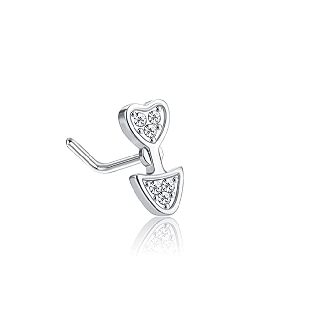 L Shape Nose Piercing Ring Heart Nose Stud Nostril Pin Septum Piercing Nez Gold Crystal Flower Nariz Pircing Nose Clip Hoop