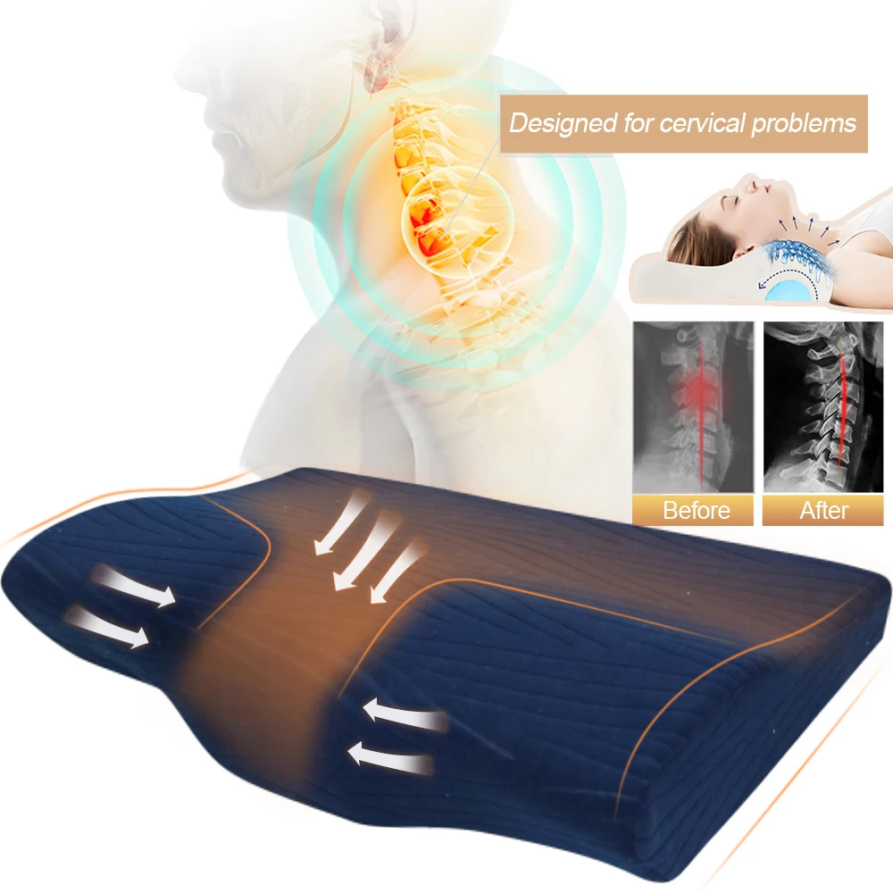 Ортопедическая подушка из пены с эффектом памяти, латексная подушка для шеи, мягкая подушка для медленного отскока, массажер для шейного отдела, забота о здоровье - Цвет: B3  50x30cm