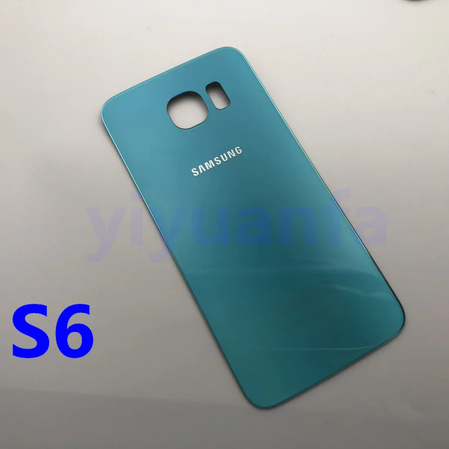 Чехол для аккумулятора S6 для samsung Galaxy S6 G920, задняя крышка G925 G928 S6 Edge S6+ S6Edge Plus, Задняя стеклянная крышка корпуса - Цвет: S6 Sky blue