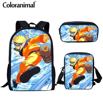 

Coloranimal 3Pcs/Set School Bag for Children Naruto Anime Pattern School Backpack for Teenager Boy Rucksack Primary Kid Bag Hot