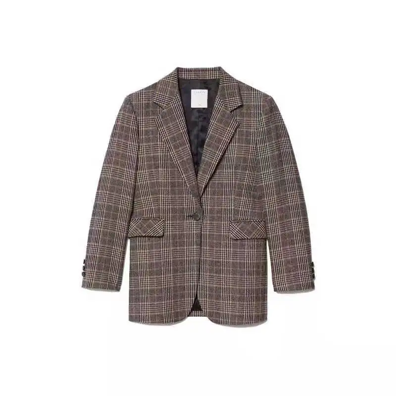 Single's Home Autumn And Winter New Style England Pattern Suit Wool Blended Coat Sfpve00198