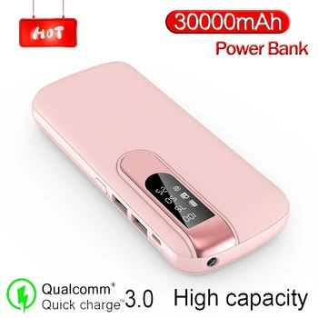 

30000 mAh Power Bank Portable Phone Charger Large Capacity Powerbank Outdoor Travel LCD Digital Display LED Lighting Poverbank