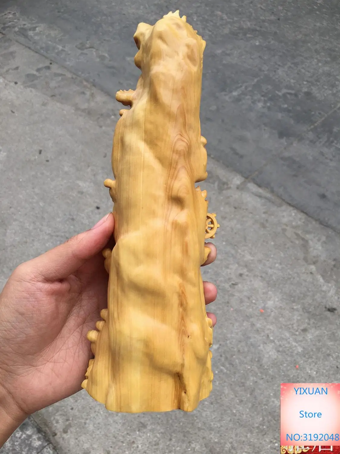Небольшой лист самшита свиток Ruyi Guanyin Бодхисаттва твердая резьба по дереву ручной работы фэншуй орнамент