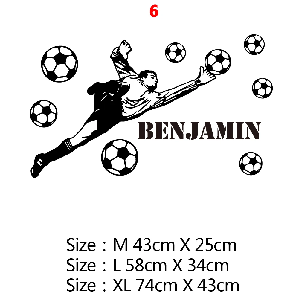 Футбольное Имя Наклейка на стену на футбольную тематику для детской комнаты украшение для мальчиков Детская комната Декор виниловая наклейка съемные настенные наклейки - Цвет: 6
