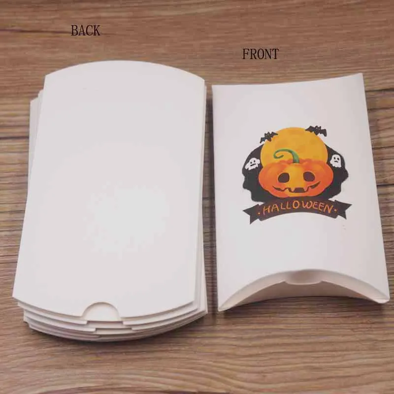 12.5x7x2cm19 Feiluan gift package 10pcs 8x5.5x2cm/12.5x7x2cm pillow box white/ kraft halloween Merry christmas happy new year pillow gifts - Цвет: 12.5x7x2cm19