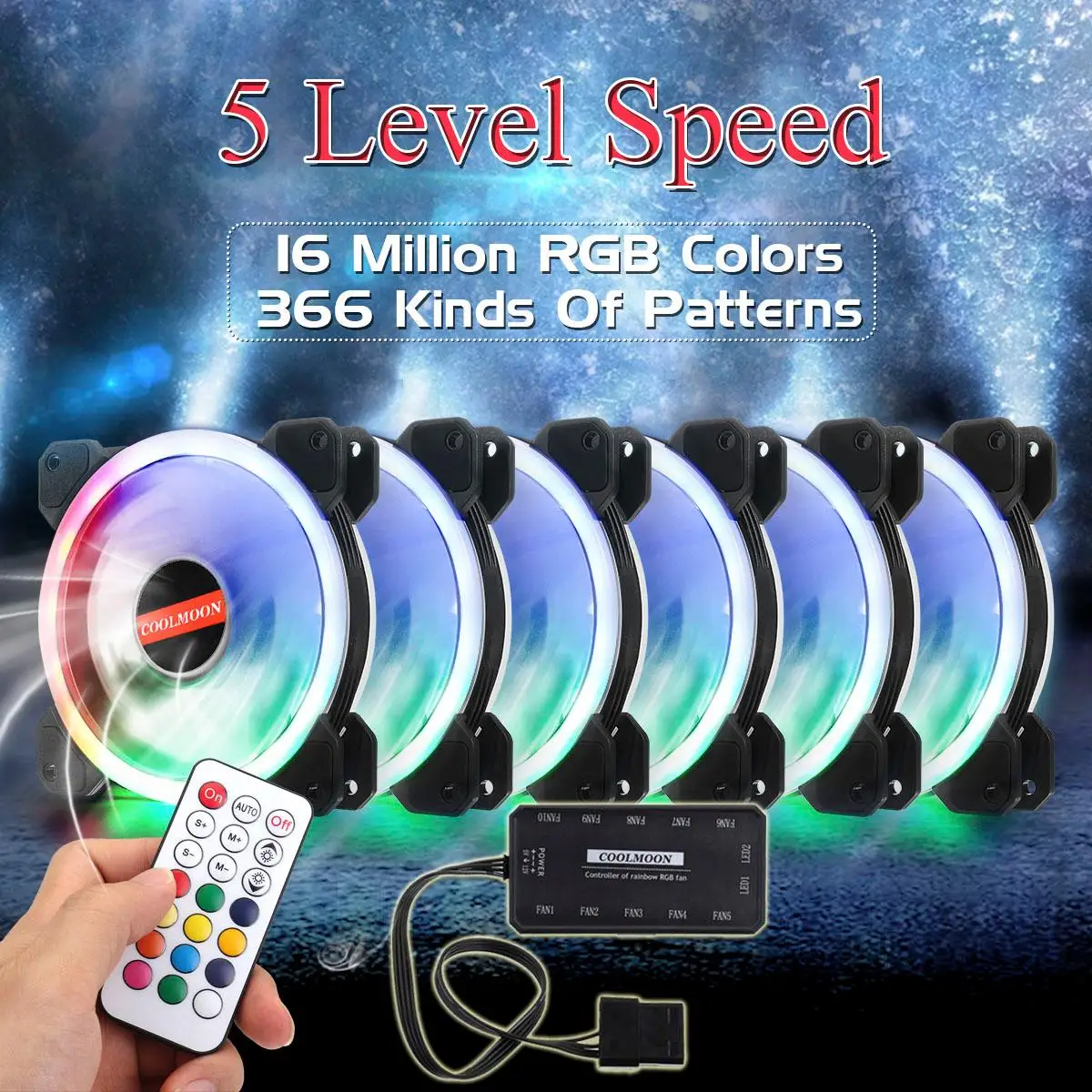 

6pcs Computer Case PC Cooling Fan RGB Fan Cooling Cooler Adjust LED 120mm Quiet IR Remote Computer Cooler Cooling Case Fan CPU