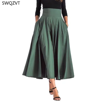 

2020 New Fashion Women Long Skirt Casual Spring Summer Skirt womens Elegant Solid Bow-knot A-line Maxi Skirt Women Cothes