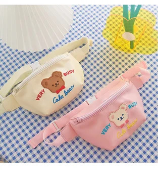 

Bentoy Milkjoy New Girls PU Waist Pack Case Cute Bear Chest Bag Women Messenger Bag Korea Crossbody Bags Soft Shoulder Bags