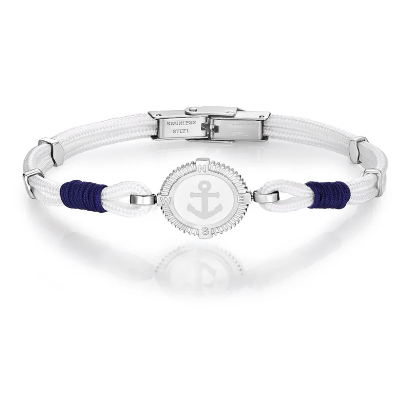 Men Fashion Stainless Steel and Anchor Nylon Rope Bracelet | Украшения и аксессуары