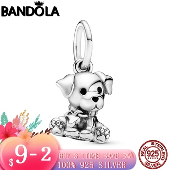 

Hot Sale Real 925 Sterling Silver Labrador Puppy Dog Dangle Beads Fit Original Pandora Bracelets DIY Jewelry Making For Women