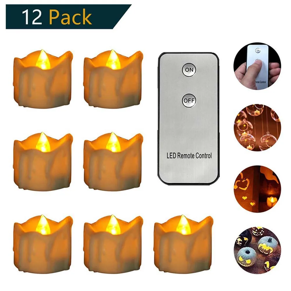 12pcs Remote Non-Remote Control LED Lights, Battery Powered LED Lights, LED Candle Lights, Festive White Atmosphere, LED Candles 10