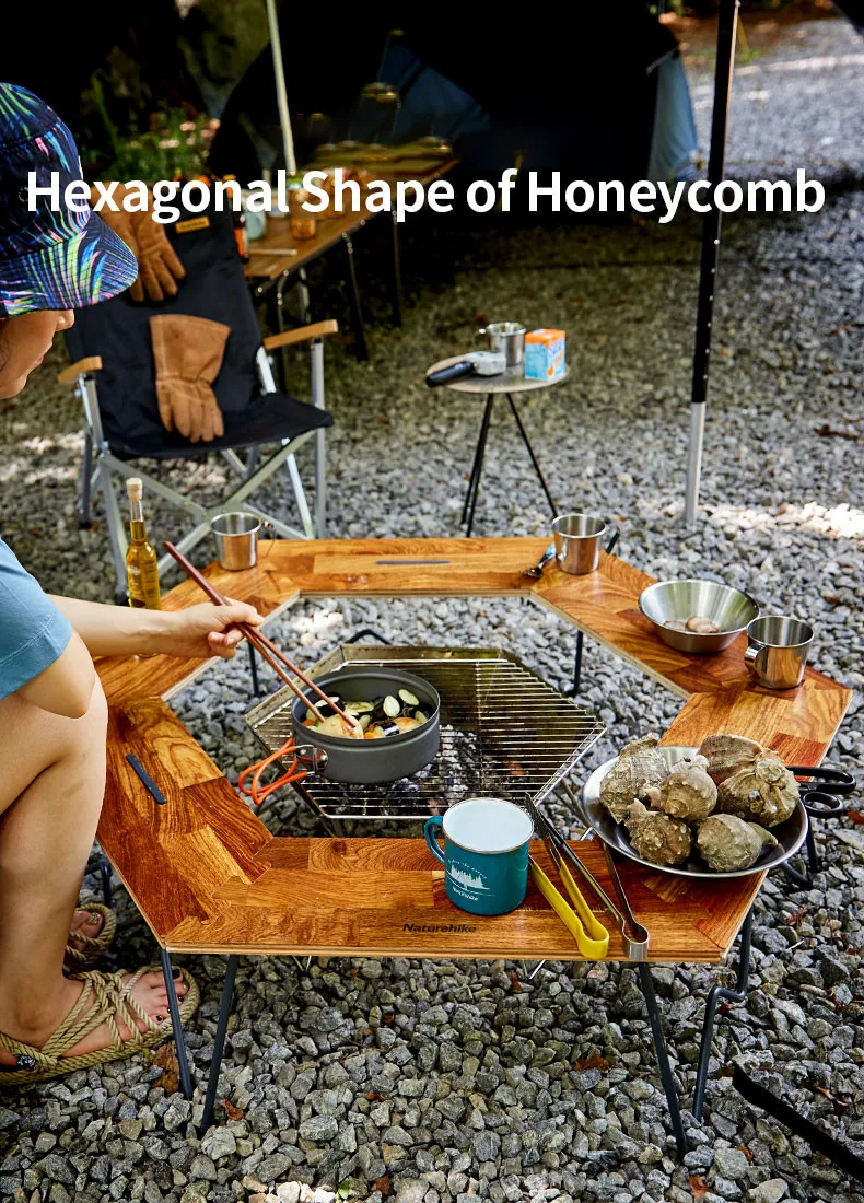 Naturehike стол для кемпинга шестигранный разделяемый стол деревянная панель Железный кронштейн простая сборка семейный открытый для пикника путешествия барбекю