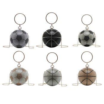 

Women Glitter Basketball Football Prom Handbag Ladies Wedding Party Evening Clutch Banquet Purse Shoulder Bag