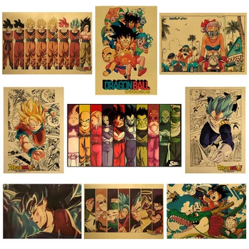 

Cartoon Dragon Ball Anime Vintage Poster Kids Room Decoracion Painting Wall Art Kraft Paper Collection Posters Wall Stickers
