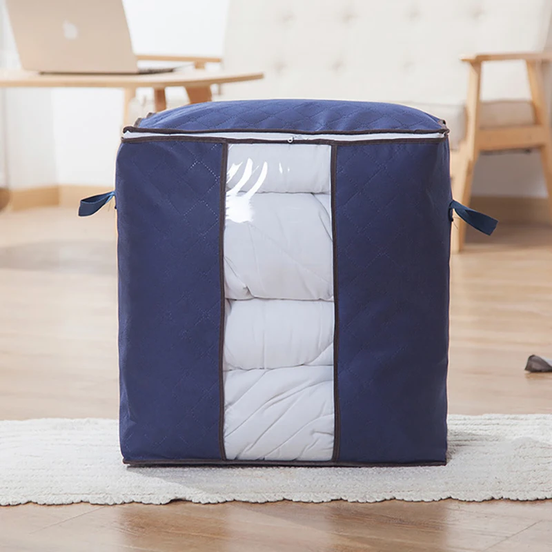 НОВАЯ Портативная сумка для хранения одежды, водонепроницаемый органайзер, одеяло, одеяло, нетканый органайзер, коробка, подушка для дома, складные сумки, кровать - Цвет: Vertical (Navy)