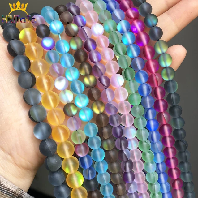 Mermaid Glass Beads - 8mm Round Crystal AB Matte