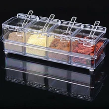 4 сетки приправа стеллаж для специй коробка для хранения контейнерная приправа кувшин кухонный инструмент прозрачные аксессуары