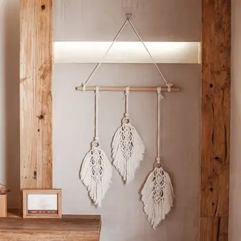 

Nordic Boho Macrame Tapestry Woven Wall Hanging Tassels Leaf Feather Home Decor M0XD