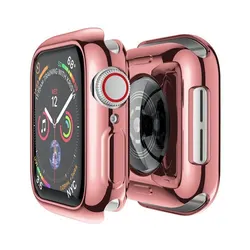 Premium TPU Cover and Screen Protector for Apple Watch Accessories (Pink gold)