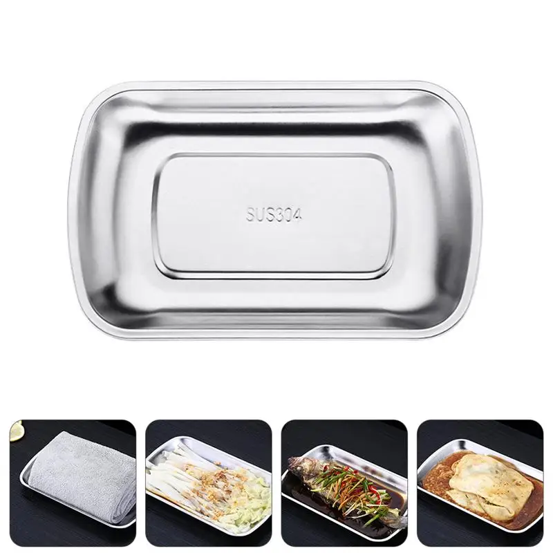 1pc Aluminum Food Serving Tray Storage Plate For Home silver 11周年記念イベントが